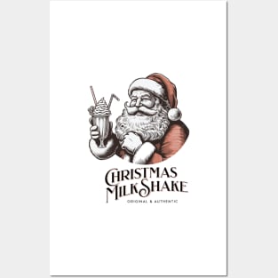 Christmas Print Design of Santa Claus drinking milkshake Posters and Art